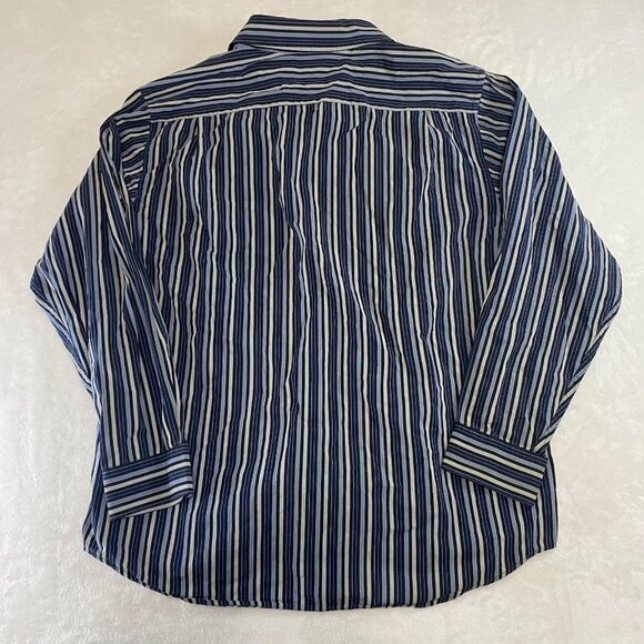 Wayne Gretzky Button Down Dress Shirt Men Size XL Blue Striped Collared Cotton - Picture 9 of 12